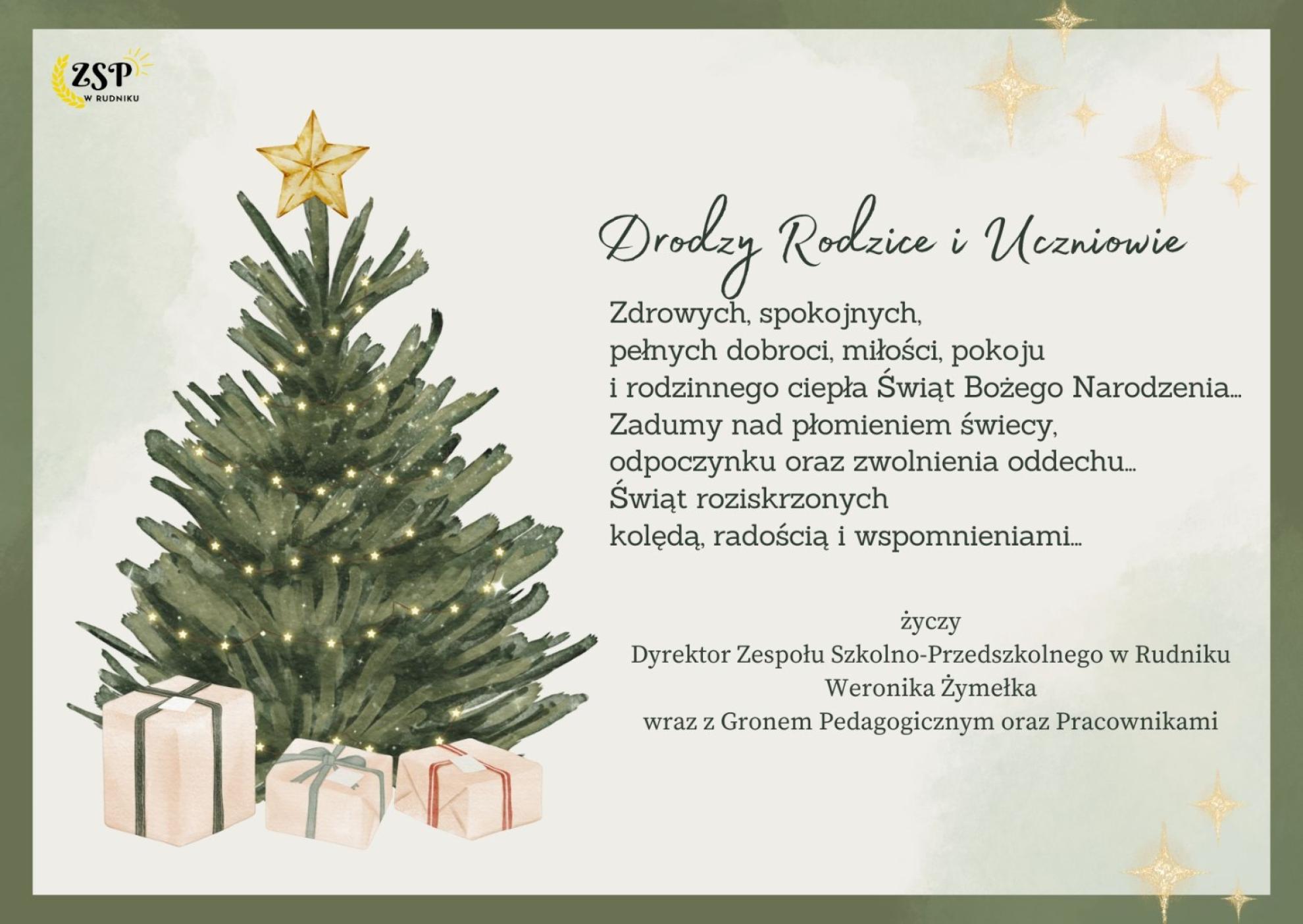 Życzenia świąteczne dla Uczniów i Rodziców