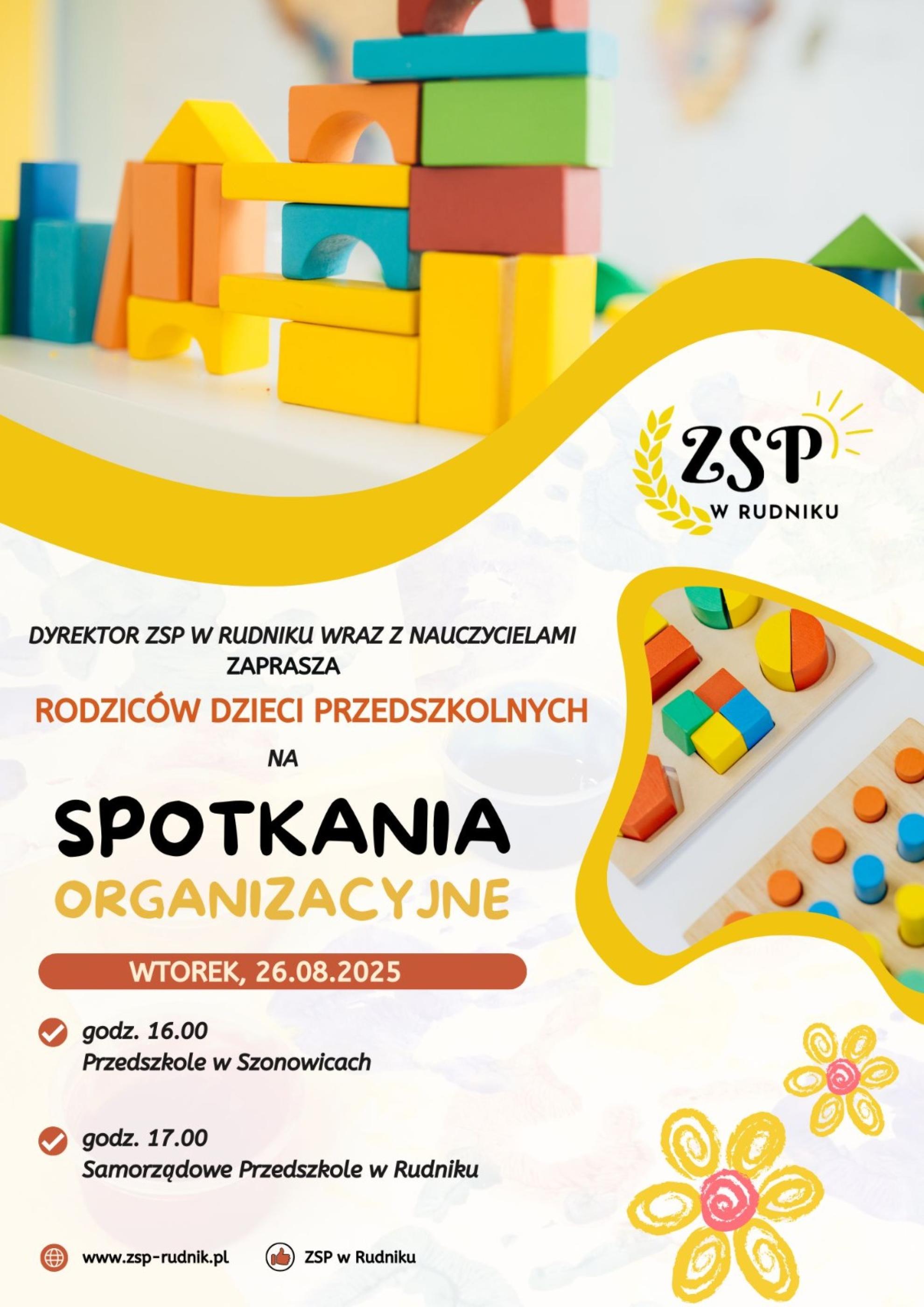 Zebranie organizacyjne w przedszkolach ZSP